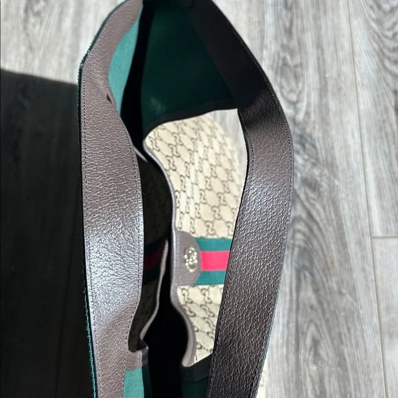 NWOT Look a like Gucci Brown Shoulder Bag with Green and Red Stripes - Picture 11 of 14